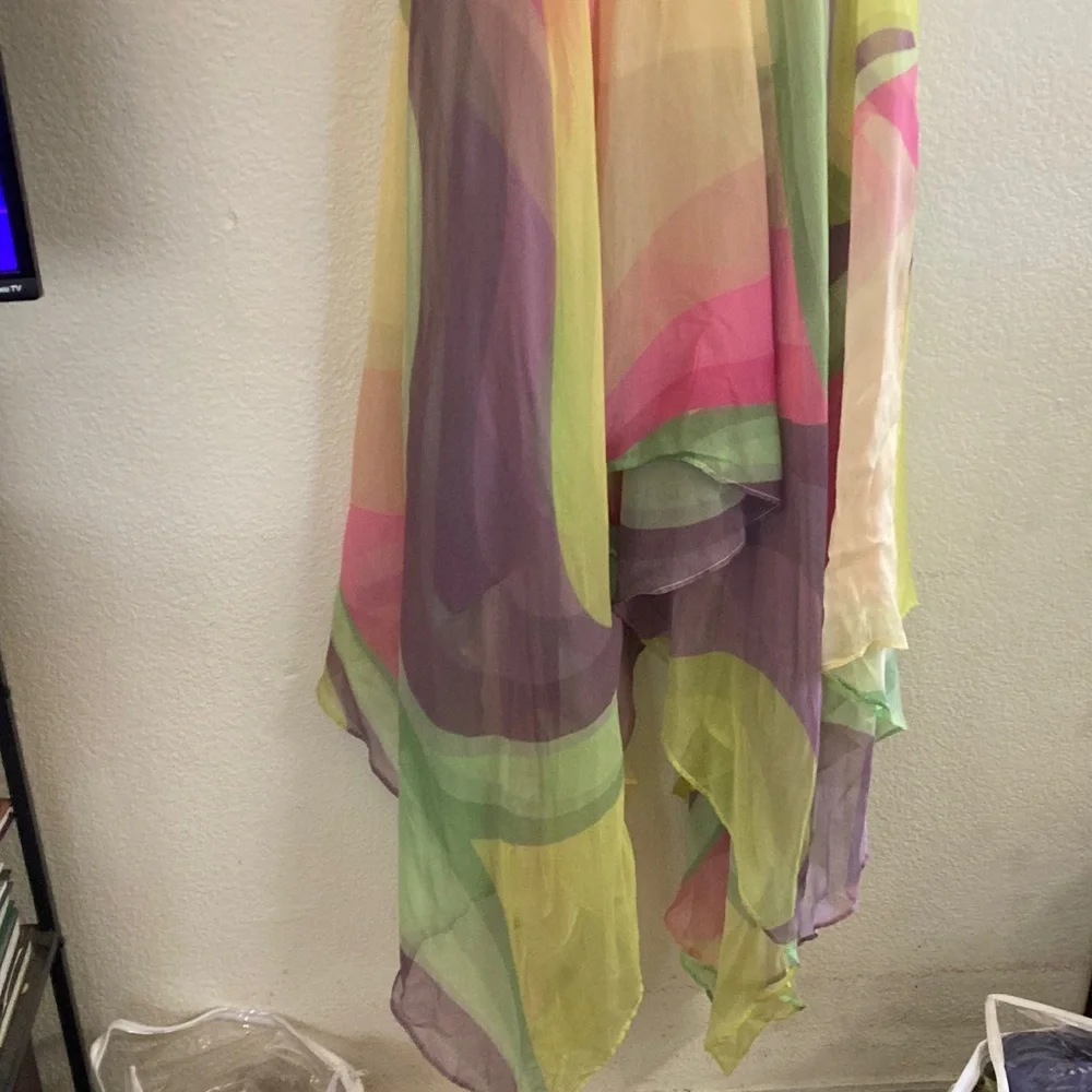 Siddhartha Bansal Sleeveless Maxi asymmetrical rainbow evening cocktail Dress M - Picture 7 of 9